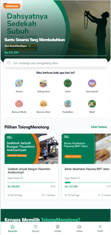Layar 1 aplikasi TolongMenolong